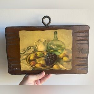 Wall Art Print Still Life Painting on Wood Plaque Vintage Cottage Rustic Moody